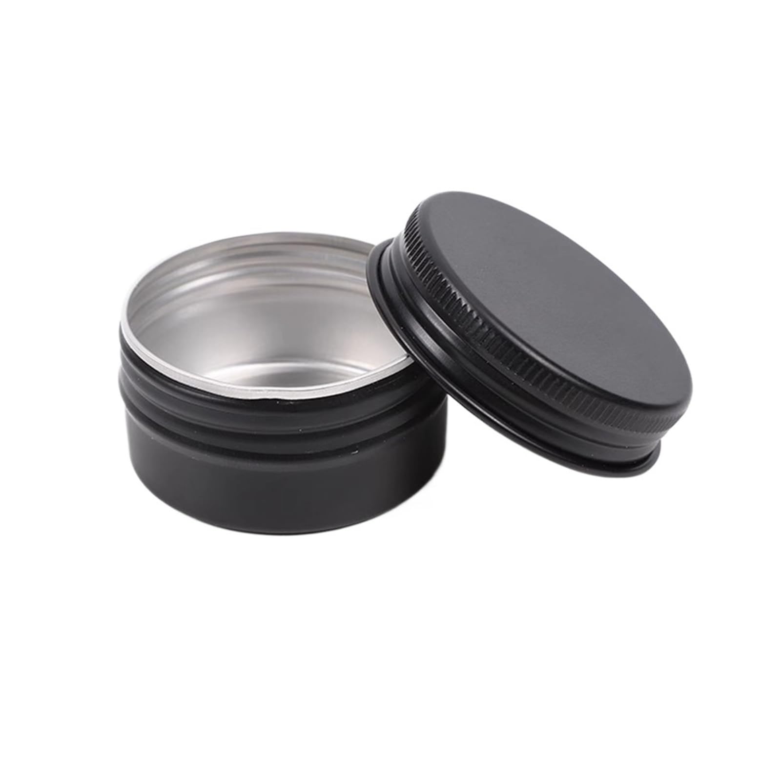 LuoAXINN Metal Tins with Lids 100pcs Face Cream Jar 60g 50g 30g 20g 15g 10g Cosmetic Lip Balm Nail Glitter Containers Empty Aluminum Tins Candle(Black,30g 47X24mm)
