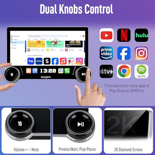 Image of Diamond 2K Car Android System Touch Screen 4GB+64GB|10.1 Inch|4 Core|Wireless Carplay Adapter & Android Auto | Car Stereo |Universal All Cars| Including AHD Rear View Camera| 2 Years Warranty