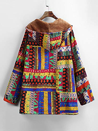 Andoer Casaco feminino vintage com capuz longo de algodão com bolsos de pele plus size com zíper Cas