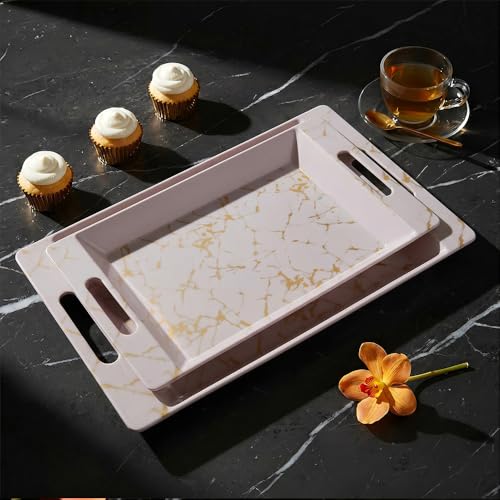 Image of U.P.C Serving Tray Set of 2 / Tray Set for Serving Premium Printed Tray for Serving /Multi-Use Serving Plate (Small, Medium)