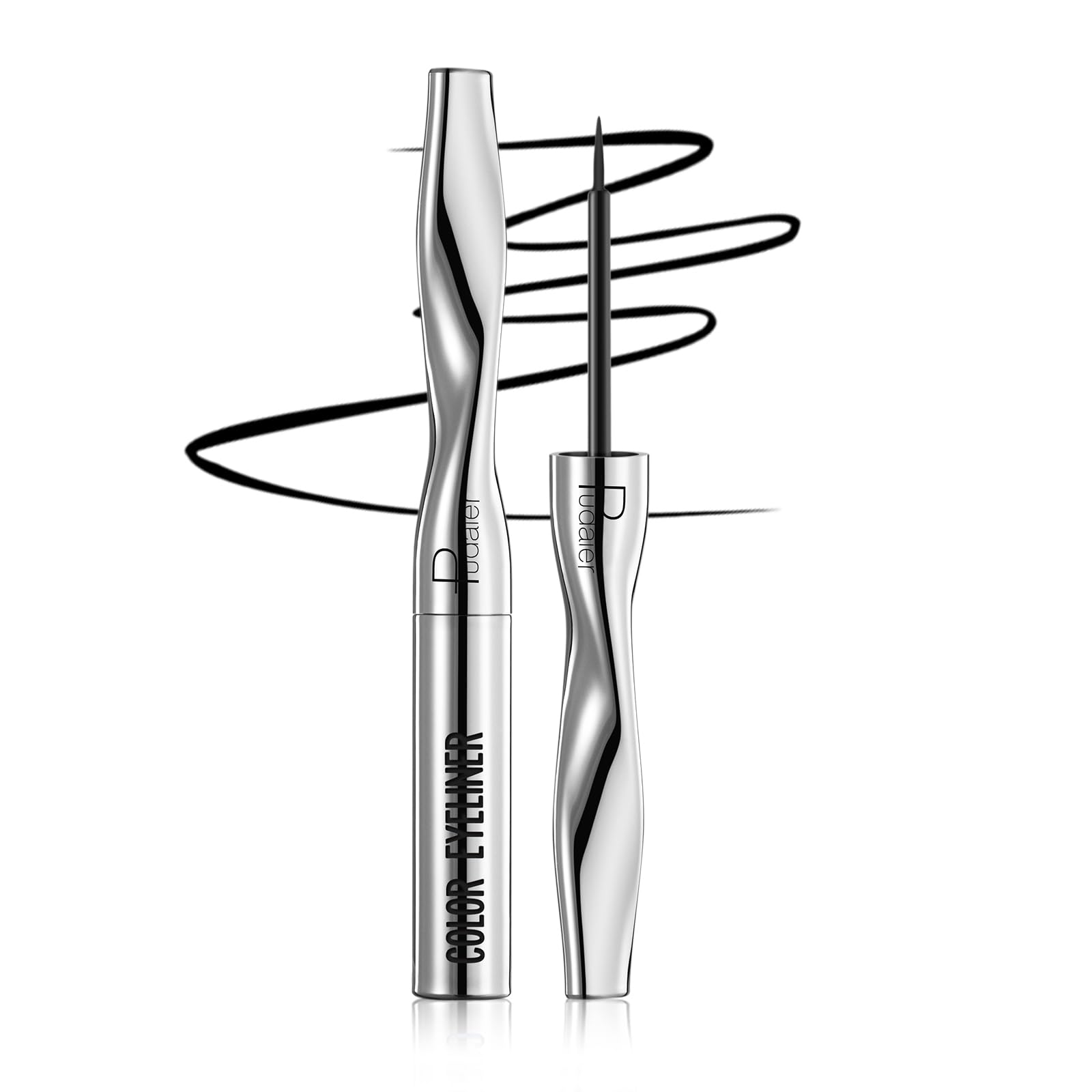 Liquid Eyeliner, Easy to Color Glitter and Matte Precision Fine Tip Eye Liner Makeup, No Flaking, No Smudging, Waterproof and Long Lasting (Black)