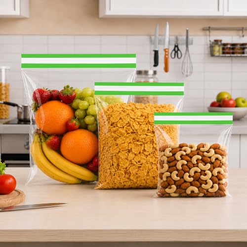 Image of Shalimar Magic Zipper Bags | Medium (24.5 cm x 28 cm) | Pack of 30 Bags | Ziplock /Vegetable /Fruit /Fridge /Multi-Purpose Storage Bag | Reusable & Reclosable Magic Seal (Velcro) | Crystal Clear Flim