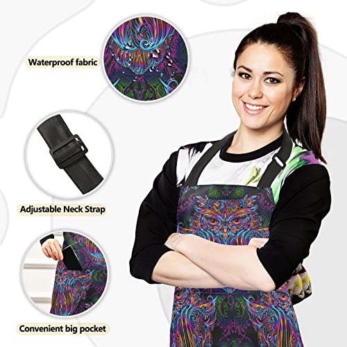 Alaza Indian Mandala Paisley Owl Print Waterproof Apron W/ Pockets Oven Mitts Set Pot Holders Kitchen Linen Sets #TOP1