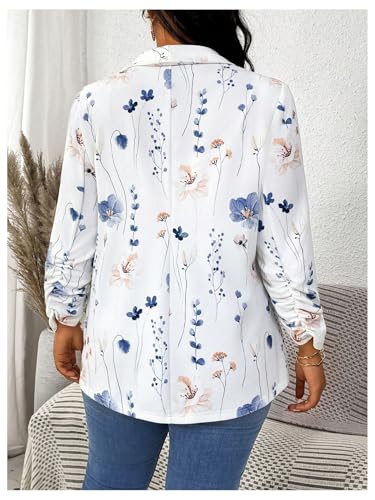 Floerns Women's Plus Size Floral Blazer Shawl Neck Long Sleeve Business Suit Jacket3