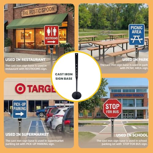 Kdgarden Heavy Duty Cast Iron Sign Post and Base Kit - 12" DIA Stand with 48" Post and Bolts & Nuts for Hanging Signs, Portable Sign Holder for Parking and Recreational Use by Kdgarden - Image 7