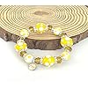 Linpeng-Glass-Beads-Polka-Dots-Bracelet-YellowWhite Linpeng PD-08 Fiona Hand Painted Polka Dots Glass Beads Stretch Bracelet, Yellow/White