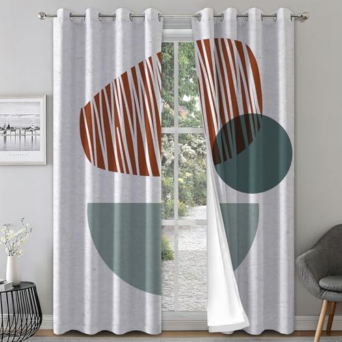Rideau style européen moderne géométrique blanc marron et vert