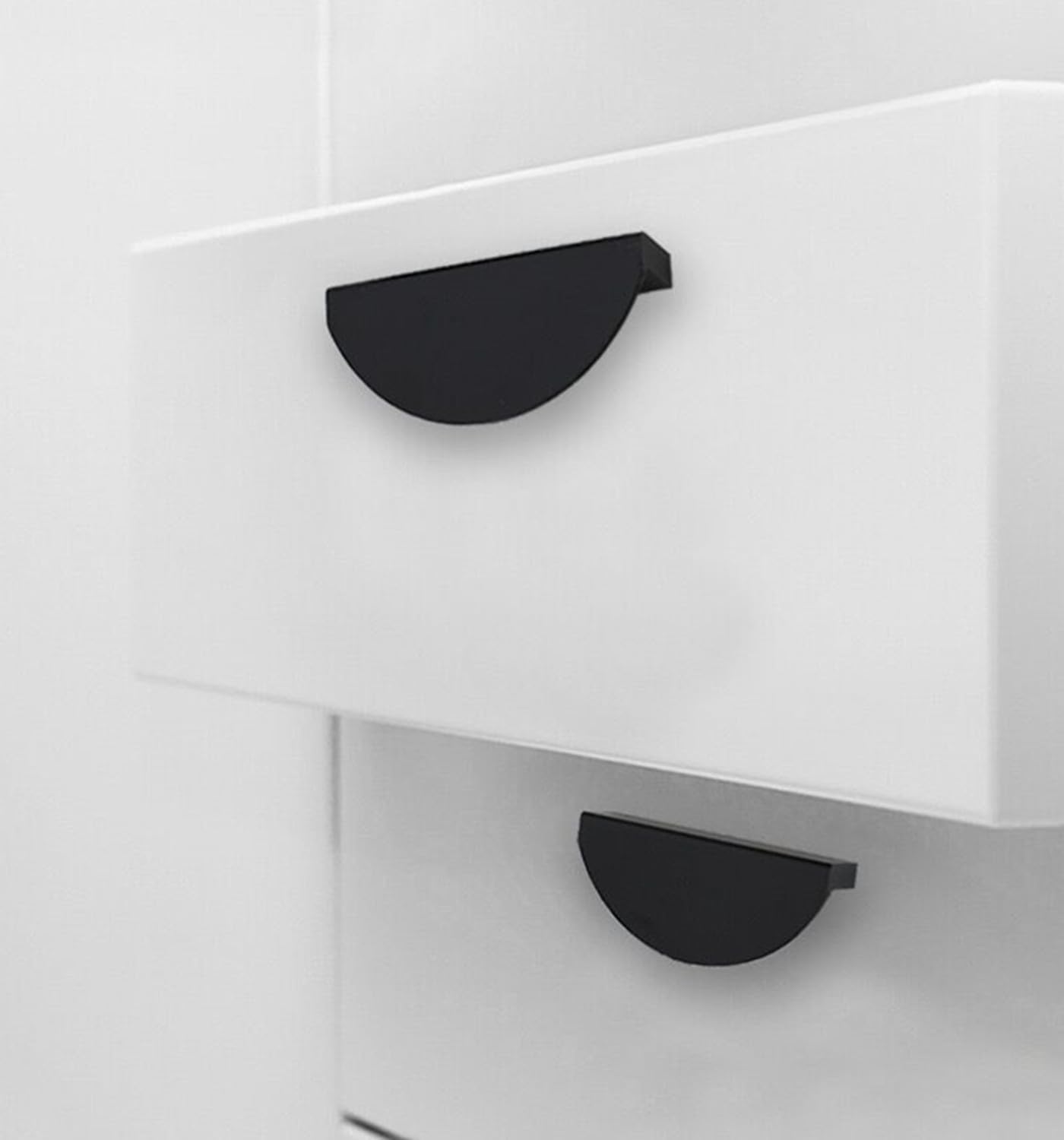 XMHF 4 Packs Matte Black Cabinet Pulls, Semicircle Drawer Dresser Handles, 2-1/2-Inch Hole Center, 3 Inch Overall Length Hardware