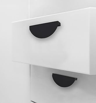XMHF 4 Packs Matte Black Cabinet Pulls, Semicircle Drawer Dresser Handles, 2-1/2-Inch Hole Center, 3 Inch Overall Length Hardware