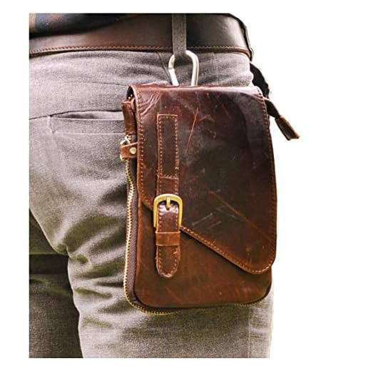 Le'aokuu Mens Genuine Leather Coffee Fanny Small Messenger Shoulder Satchel Waist Bag Pack (Coffee)