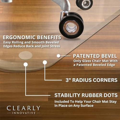 Image of Tempered Glass Office Chair Mat for Carpet & Hardwood, 36 inch x 46 inch, Starphire