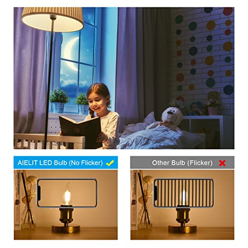 Aielit 200 Lumen 25W Equivalent Flame Tip Candelabra Led Bulbs Dimmable 2W E26 Chandelier Light Bulbs 2700K Warm White Ca10 Retro Led Filament Candle Bulb For Pendant Lights, Wall Sconces, 4-Pack #TOP1