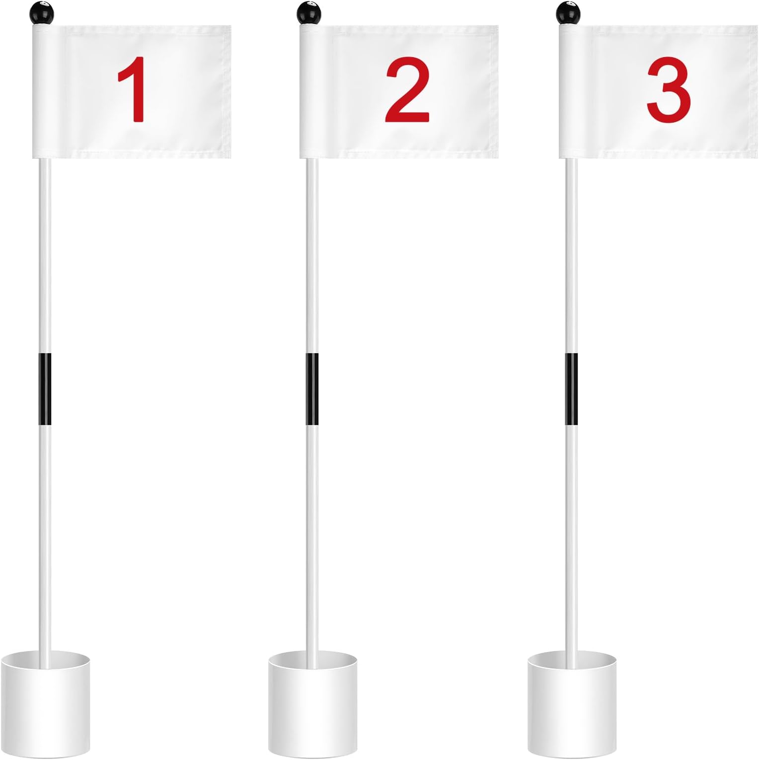 Hungdao 3 Set Golf Flagstick Mini Putting Green Flag for Yard Golf Pin Hole Cup and Flag Set Portable Practice Putting Green Flagsticks for Driving Range Backyard Gift Idea (Stylish,Mixed)