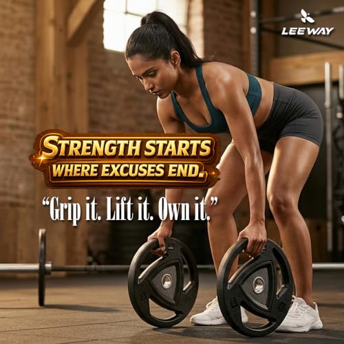 Image of LEEWAY Professional Olympic Strength Plates 100kg Set | 51mm Standard Hole Size | Odor-Free Safe Tri-Grip Design | Olympic Barbell Compatible | Durable Floor-Safe | Best Home Gym (2.5X4+5X4+7.5X4+10X4)