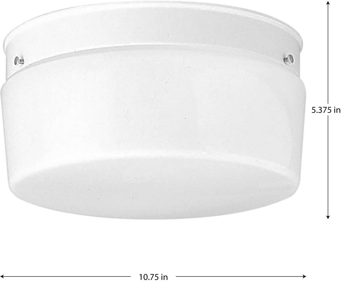 White Glass Drum Flush Mount Ceiling Light Fixture