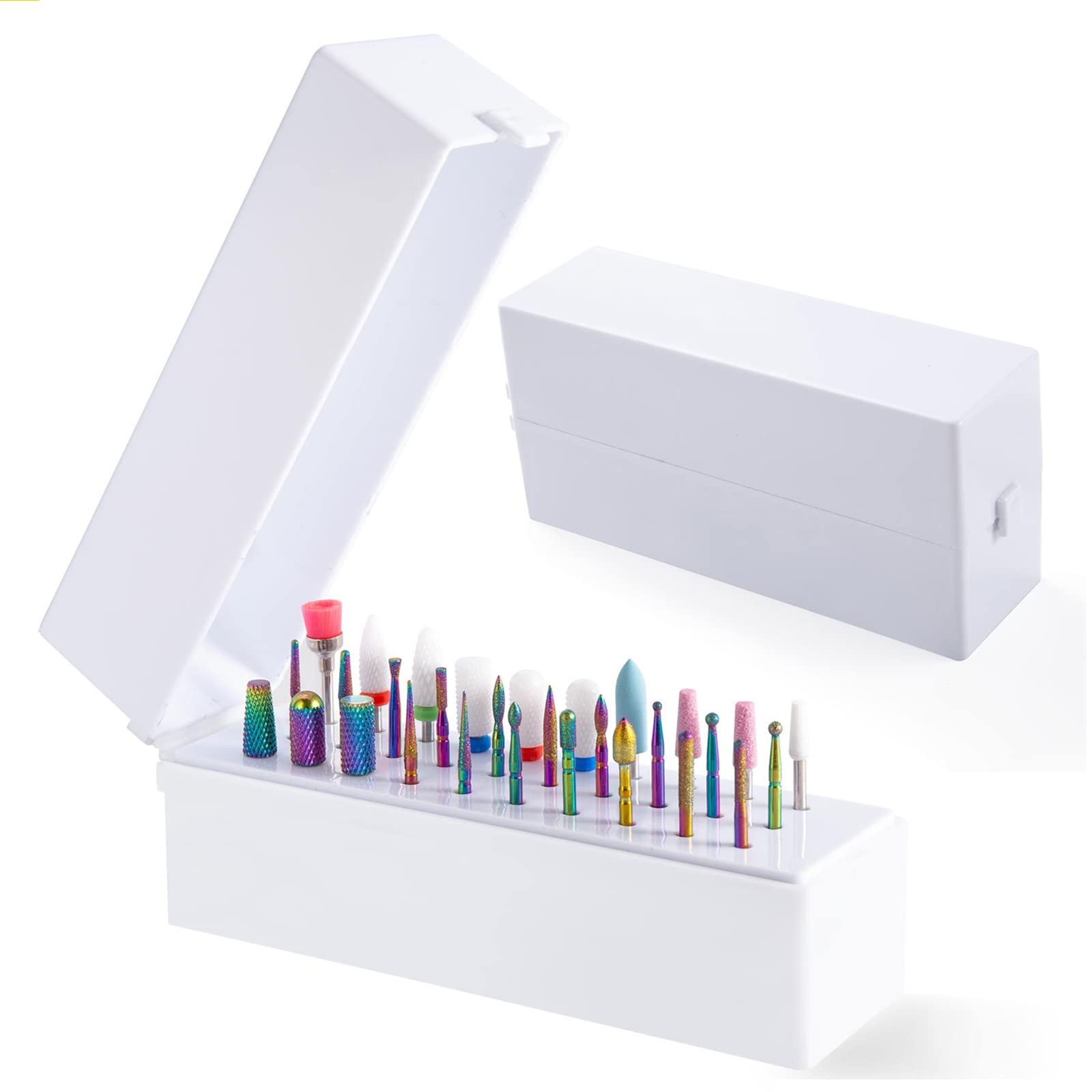30 Punte per Trapano per Unghie, Punte per Trapano per Lime per Unghie in carburo rotanti elettriche, 3/32 Pollici con Scatola di immagazzinaggio, per Unghie in Gel Acrilico, Pedicure per Manicure, s