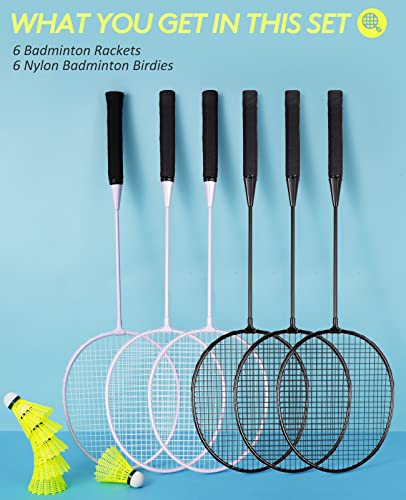 Image of AboveGenius Badminton Rackets Set, Lightweight & Durable Badminton Set (Includes 6 /12 Racquets, 6 /12 Birdies), Outdoor Backyard & School Games for Adults, Teens, Families and Beginners