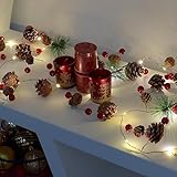 GloBrite 2M Christmas Garland with 20 LED Lights – Pre-Lit Decoration for...