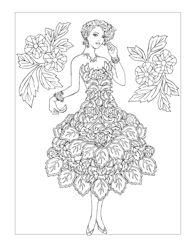 Creative Haven Enchanting Flower Fashions Coloring Book