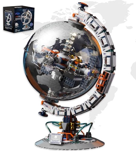 Lodikisbay Space Station Globe Building Set for Adults, 360° Rotatable