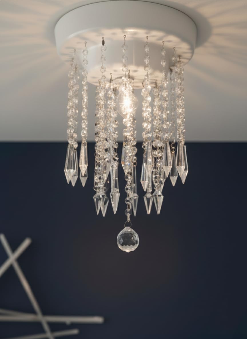 Moraya K9 Crystal Light Fixture, Unique Dome Design 3W Led Bulb for Ceiling Looks Attractive in Living Room, Kitchen, Bedroom, Entrance. Size 32x32x35 CM (Warm White)-image-31