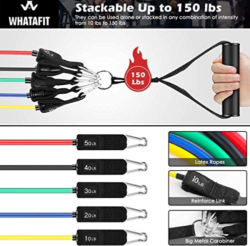 Whatafit Resistance Bands Set (11Pcs), Exercise Bands With Door Anchor, Handles, Carry Bag, Legs Ankle Straps For Resistance Training, Physical Therapy, Home Workouts #TOP2