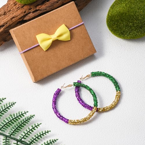 RareLove Lightweight Purple Yellow Green Mardi Gras Hoop Earrings for Women Big Size Mardi Gras Costume Jewelry Accessories2