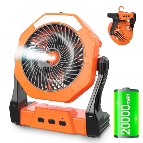 Ausic Portable Misting Fans for Outside, Pink Outdoor Cooling Fan for Patios, 8 Inch Battery Operated Rechargeable Fans, Water Spray Fan with LED Light for Pets/Tents/Travel Beach Camping Essential