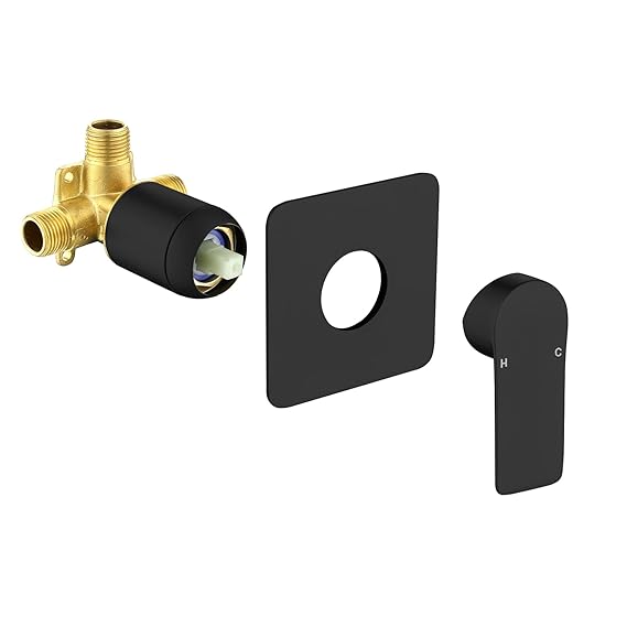 Wall Mount Shower Valve Tub Shower Rough-In Mixer Valve Bathroom Faucet Trim Kit Matte Black 2499B