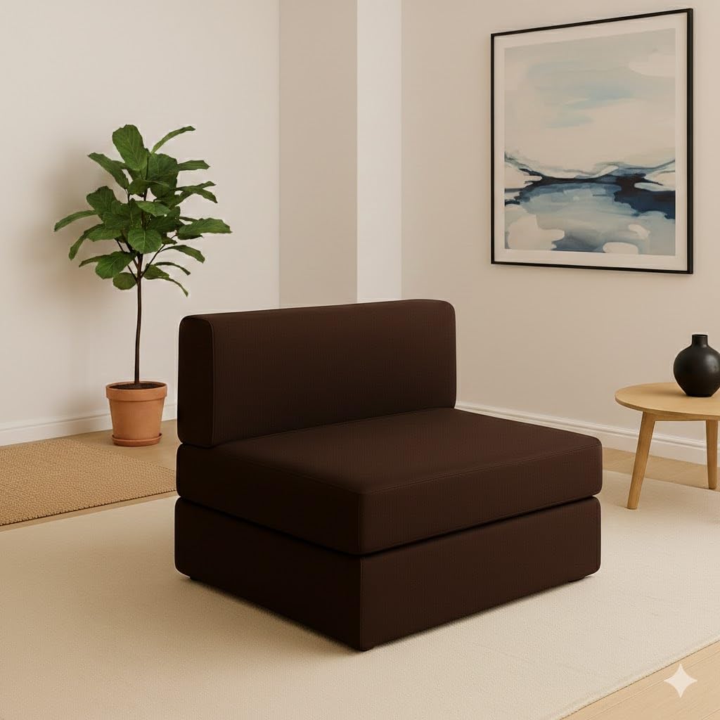 2 Seater Sofa Cum Bed | Convertible Folding Sleeper Sofa | EPE Foam | Space-Saving Design for Living Room & Guest Room | Brown-image-27