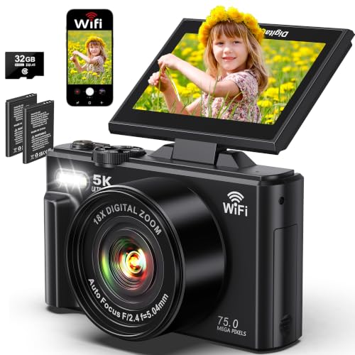 Digital Camera for Photography 5K 75MP WiFi Autofocus UHD Vlogging Camera