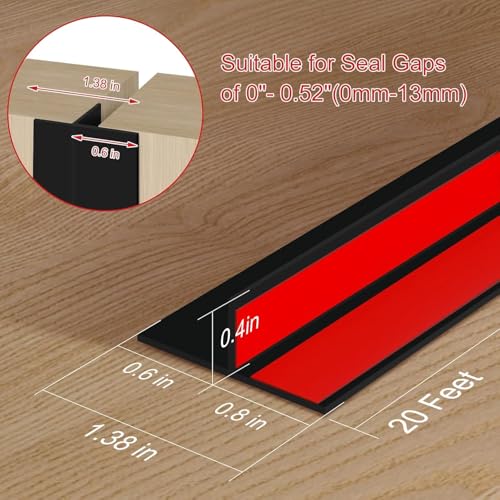 Image of URBANMONK T-Shape Silicon Door Bottom Sealing Strip | Window Sealing Strips for Gap | Door Bottom Sealing Strip Guard | Protector from Cockroach, Insect, Bugs, Air & Dust | (Black, 3 Meter)