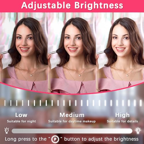 Image of ROLOVE 22x17 Inch Lighted Vanity Mirror with Dimmable LED Lights - 3 Color Modes, Smart Touch Control & 360 Rotating Base - Desk Makeup Mirror (Black)