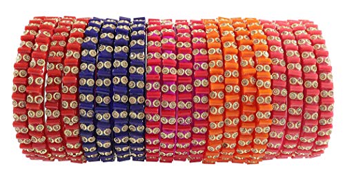 ZULKA Beautiful & Trendy Glossy Multicolor Bangle/Kada Set Studded With Zircon For Women and Girls-2.6 Deal