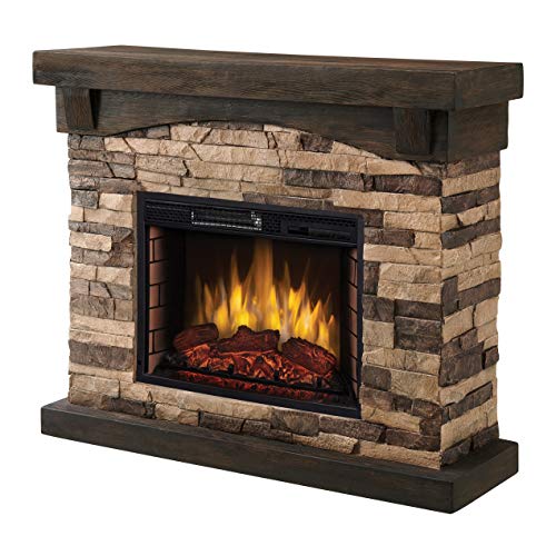 Muskoka 42" Sable Mills Tan Faux Stone Mantel Electric Fireplace