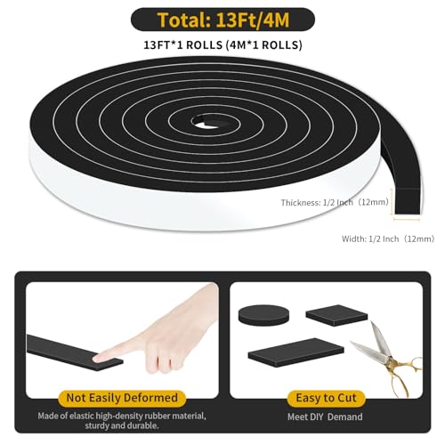 Image of Foam Tape,Weather Stripping,High Density CR,Soundproof,1 /2 in x 1 /2 in x 13Ft