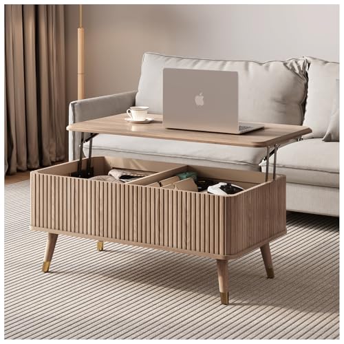 JOINICE,Lift Top Coffee Table with Storage Shelf & Hidden Compartment,