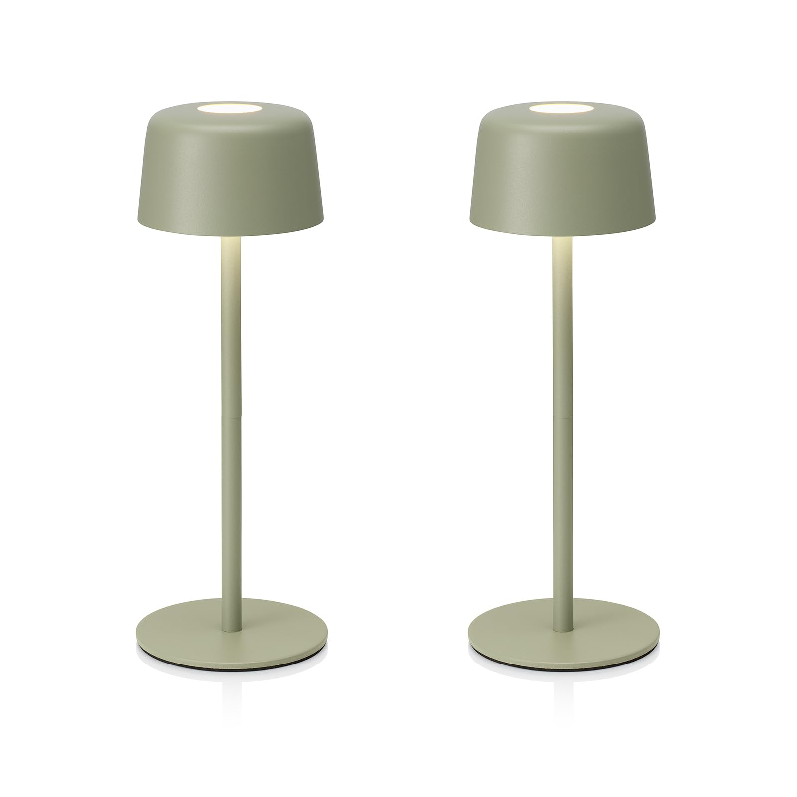 Auraglow Rechargeable Table Lamp - Portable Cordless Battery Powered Touch Lamp with 3 Brightness Levels, Dimmable LED for Bedroom, Desk, Living Room, Hallway, Lounge, Garden & Patio (Green, 2 Pack)