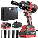 Bamse Avvitatore a Impulsi Brushless, 1000 Nm di Coppia Massima, Chiave a Percussione 1/2" ad Alta Potenza con Batterie da 4,0 Ah e Caricabatterie, 5 Bussole, Trapano a Impulsi Brushless per Auto Casa