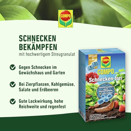 Compo Schnecken-frei, Streugranulat, Regenfest, für bis zu 1800 m², 4x225 g (900 g) – Ansicht 5