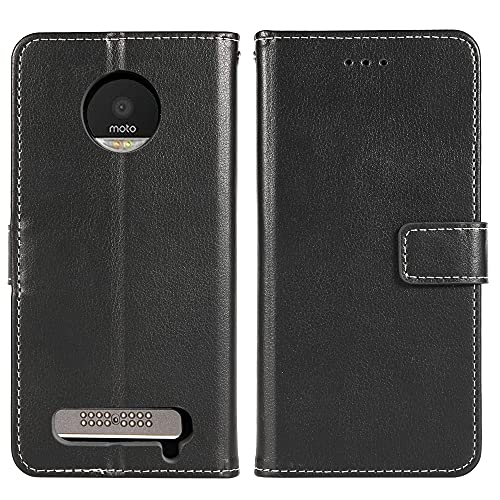Fdcwtsh Compatible With Moto Z Play Wallet Case Wrist Strap Lanyard Leather Flip Cover Card Holder Stand Cell Accessories Phone Cases For Motorola Motozplay Motoz Zplay Women Men Black #TOP7