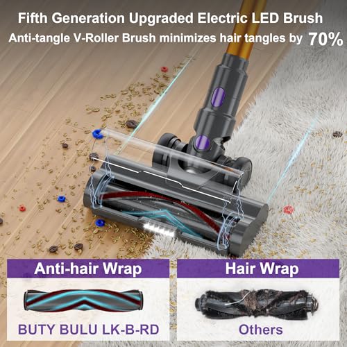 Image of BUTY BULU Cordless Vacuum Cleaner, Stick Handheld Rechargeable Lightweight 4-in-1 Vacuum for Home Hardwood Floor Carpet Pet Hair Litter Cleaning, 45KPa Suction 50Mins Running Time, LED Display Screen