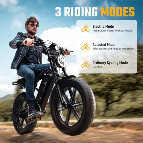 TST Electric Bike for Adults 1500W Peak 20″ Fat Tire All-Terrain E-Bike 60/110 Miles 28 MPH Electric Dirt Bike – 48V 15/25 AH Battery Tested to UL 2849 Powered Electric Bicycle