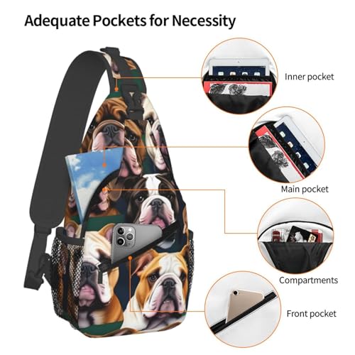 Mochila bandolera con diseño Bulldog inglés para trekking miniatura 4