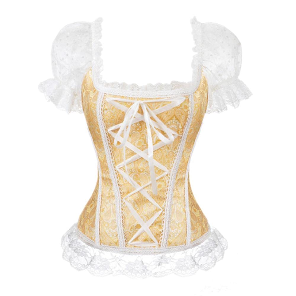 Corsetto Bustino Donna Top A Corsetto Overbust Monospalla Con Maniche Corte In Pizzo Floreale Moda Donna Palazzo