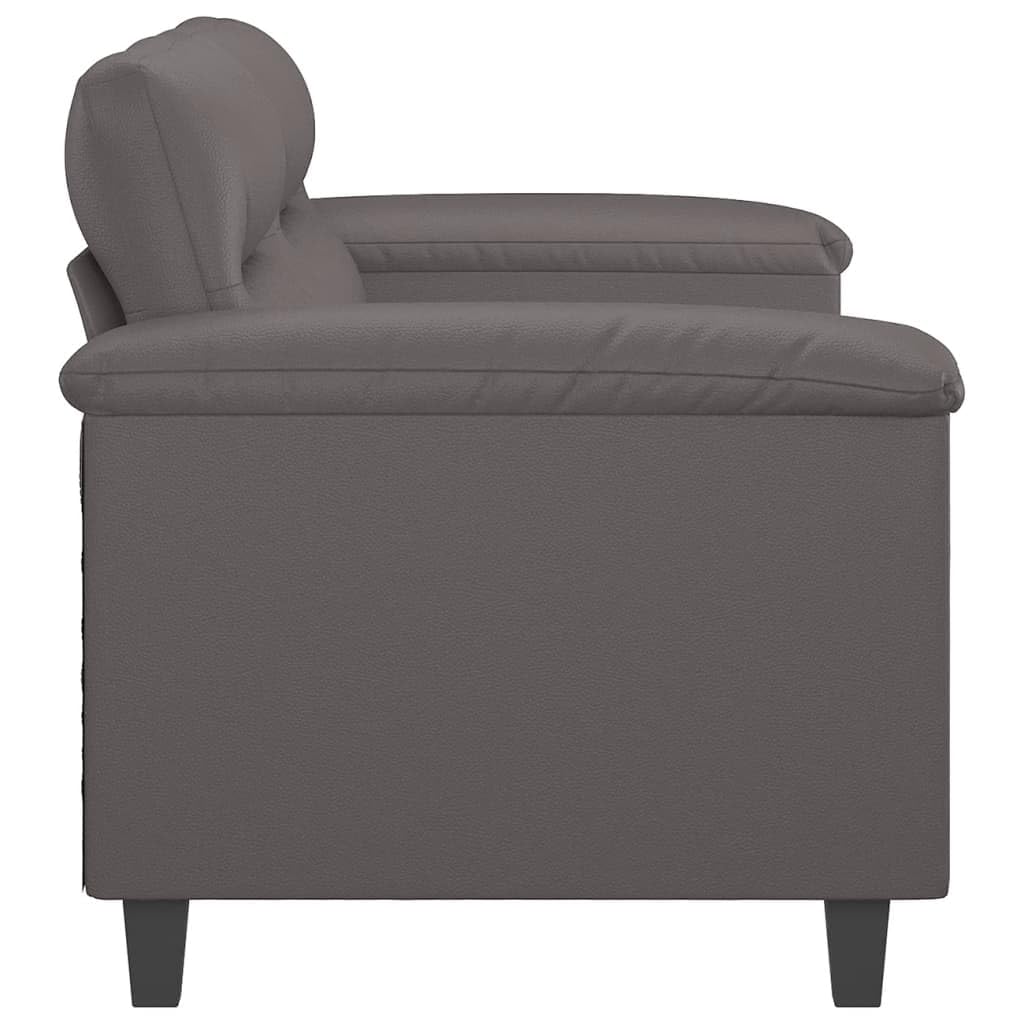 vidaXL Sofá de 2 Plazas, Sofá con Reposabrazos Respaldo, Sofá Biplaza Tapizado, Mueble Asiento para Salón Dormitorio, Cuero Sintético Gris