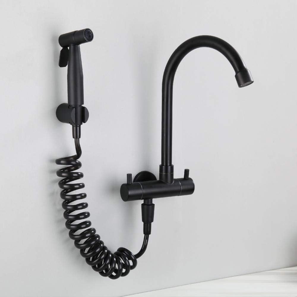 -Taps,Faucets,Hot Cold Modern Faucet High Pressure Cleaning Spray Gun Black Faucet Tap Balcony Mop/Laundry Pool Single Cold Dual-Use Rotating Washing Faucet/B(B)
