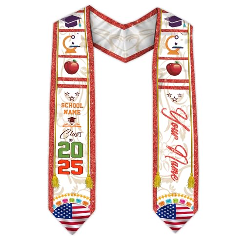 MonkeyVan Custom Class Of 2025 Teacher Graduation Stole, Teacher Graduation Sash, Teacher Pencil Grade Honor Stole Grad 2025 Tc 6