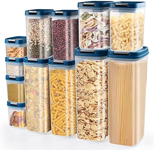 Arrinew Food Storage Containers Set with Lids for Kitchen Organization 12 Packs - BPA Free Food Canisters for Pantry Organization and Storage - Cereal, Flour, Pasta, Spaghetti Containers