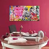 JKWALL77 Banksy Wall-Art - Graffiti Canvas Wall Art - Abstract Wall Decor For Living Room Large Size Ready To Hang Size 59" x 29"